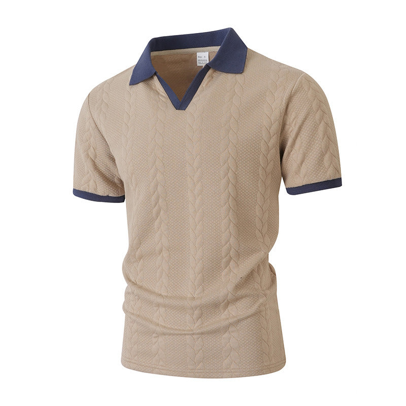 Jacquard T-Shirt Kurzarm Slim Fit