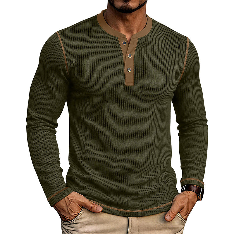 Herren Langarmshirt mit Farbblock Henley