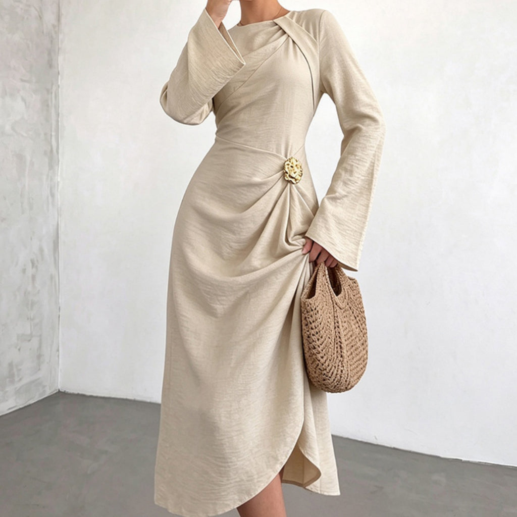A-Linien Kleid mit Blumen-Ausschnitt, hohe Taille – Bild 7 | LuxeStyle