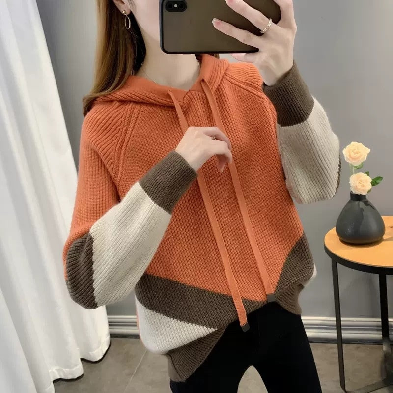 Eleganter Strick-Hoodie im Western-Stil