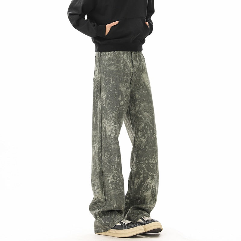 Retro Tie-Dye Camouflage Denim Hose für Herren