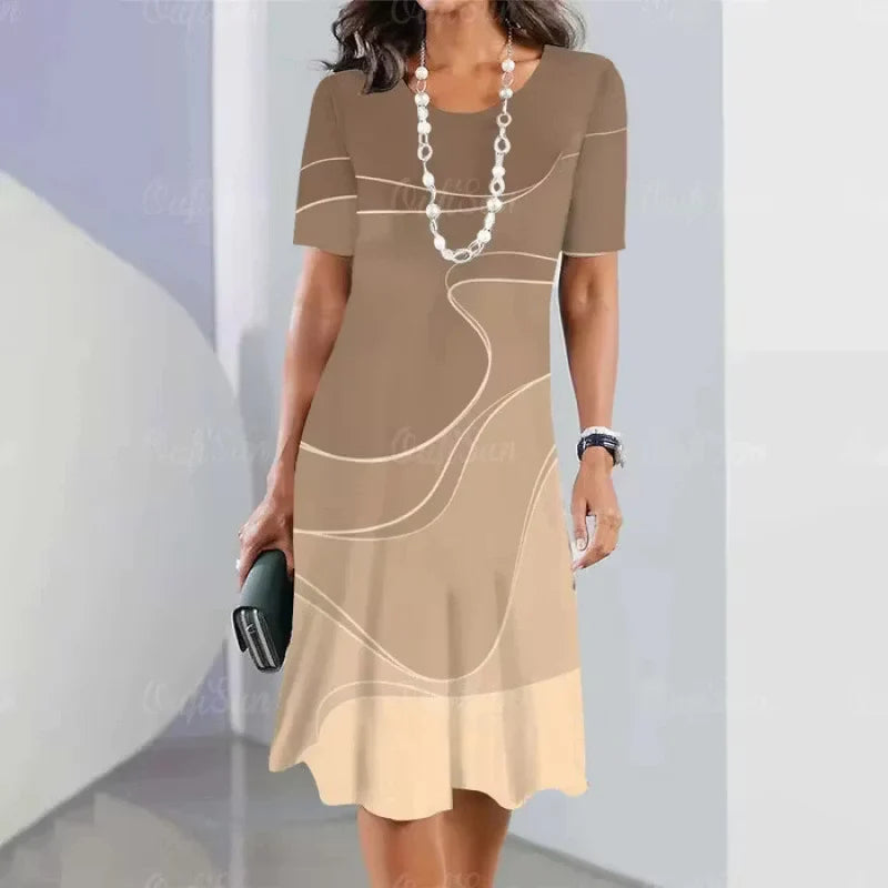 Bedrucktes Kurzarm T-Shirt-Kleid für Damen