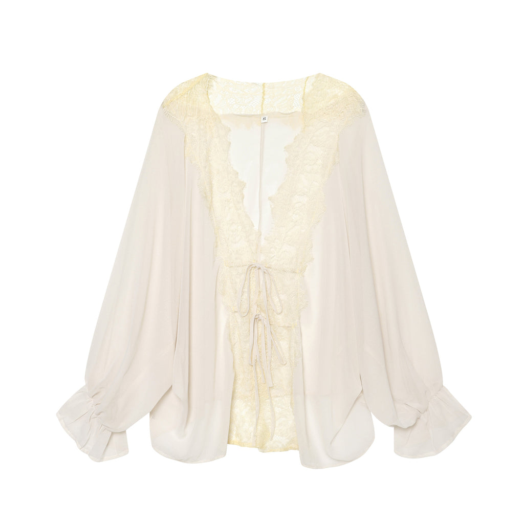 Leichte Bluse mit Spitze und Bindedetail