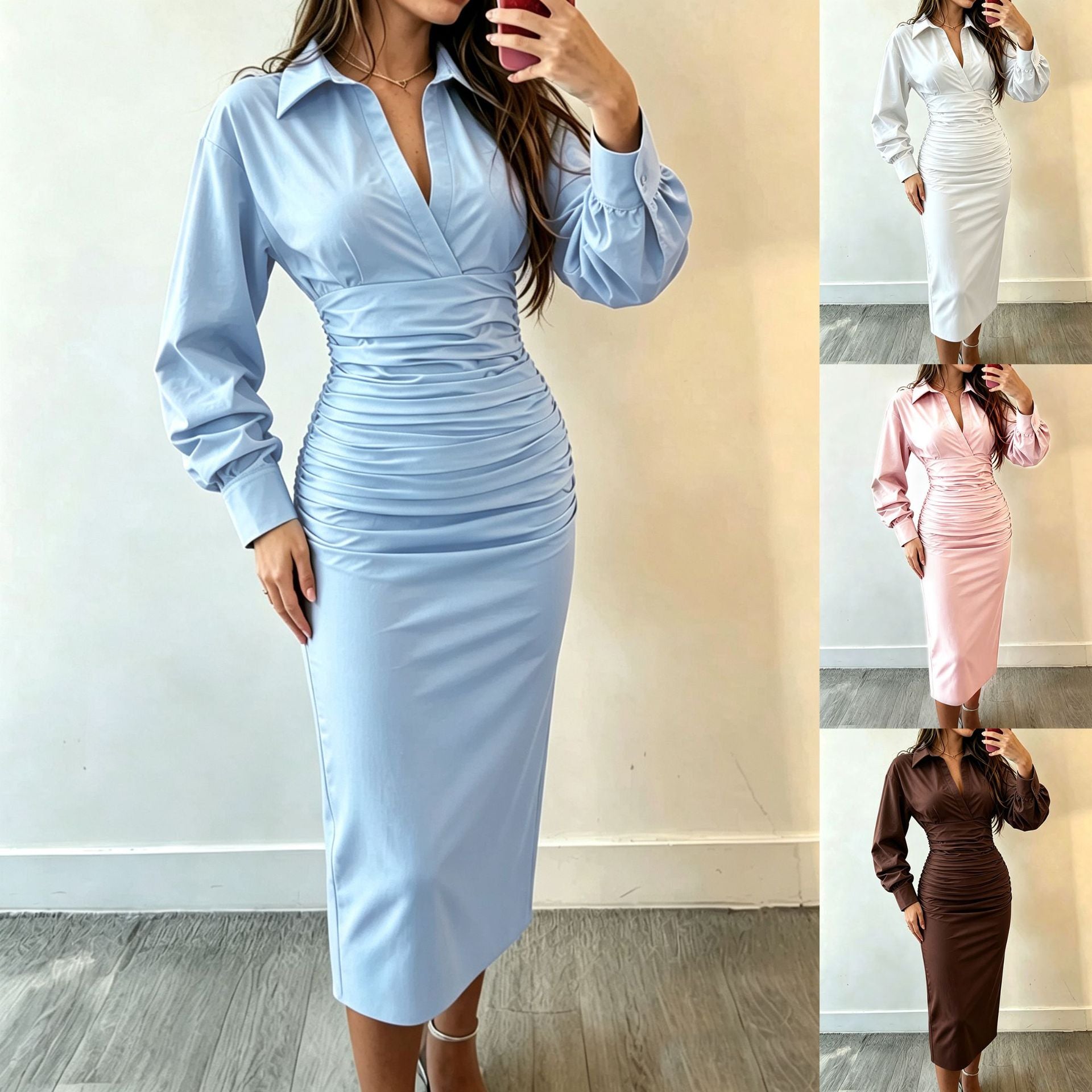 Hemdblusenkleid mit Taillengürtel