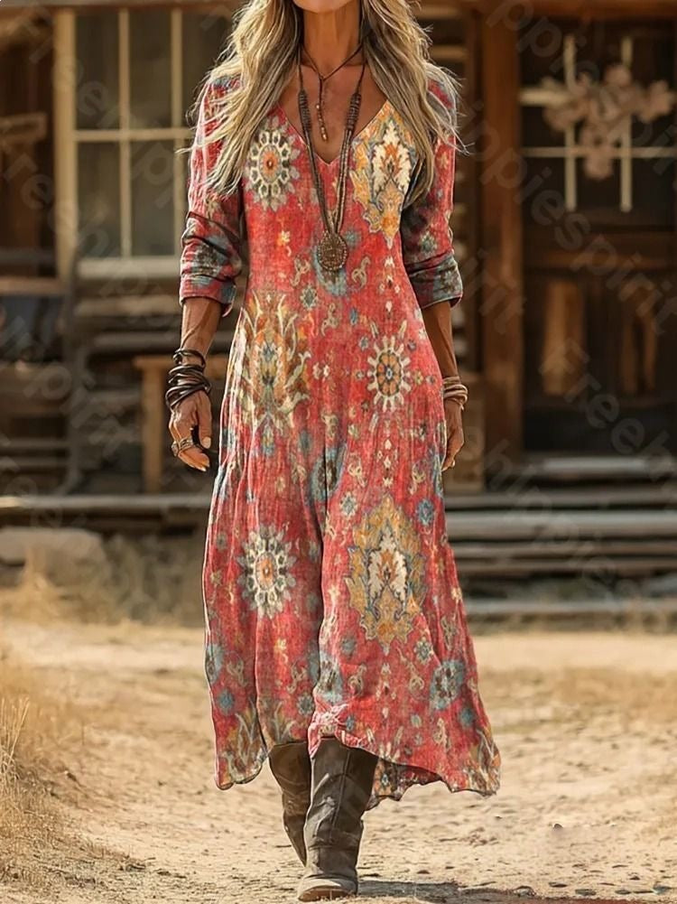 Boho-Kleid mit 3D-Ethno-Muster – Bild 7 | LuxeStyle