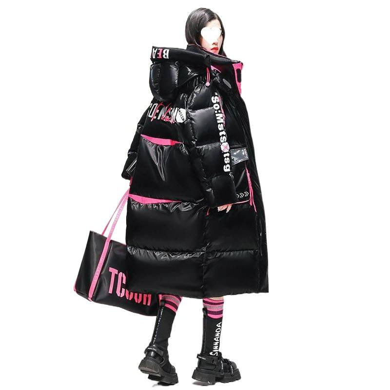 Extra dicke Daunenjacke im Patchwork-Stil