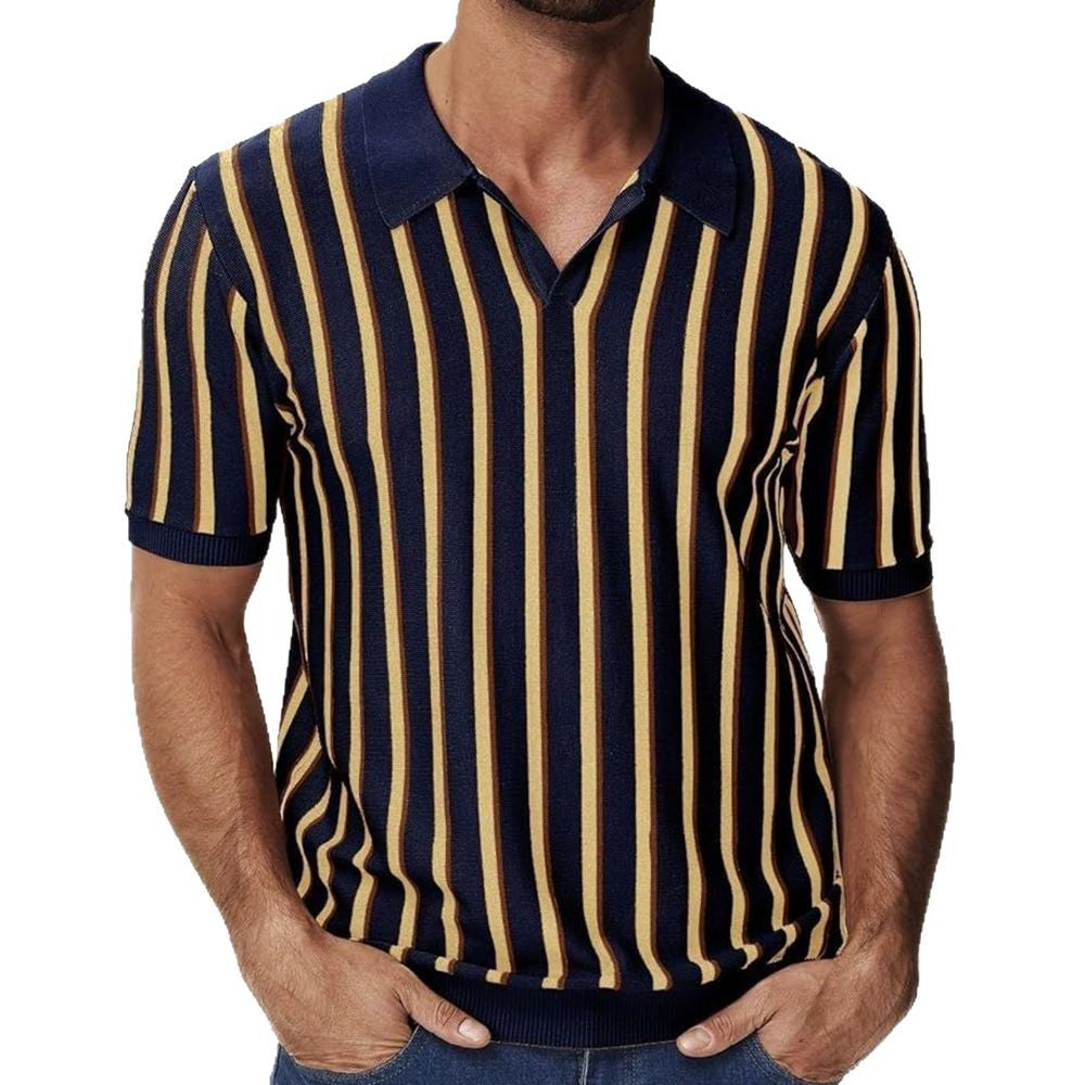 Gestreiftes Strick-Polohemd für Herren | LuxeStyle