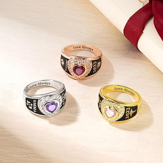 Personalisierter gravierter Damen-College-Ring