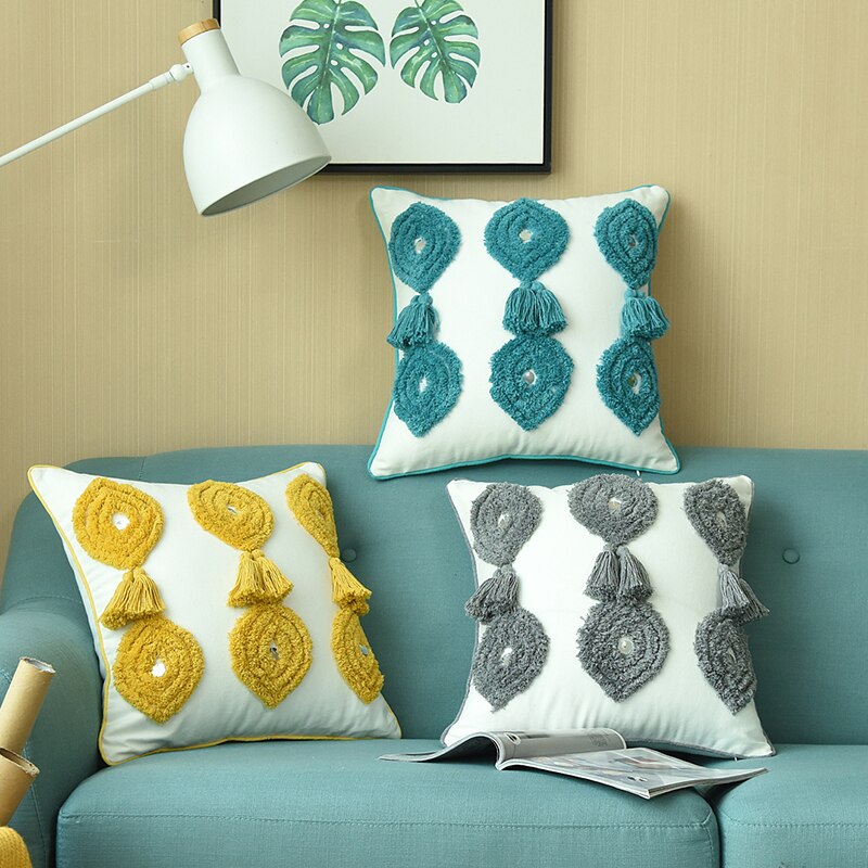 Boho Kissenbezug mit Quasten, handgetuftet | LuxeStyle