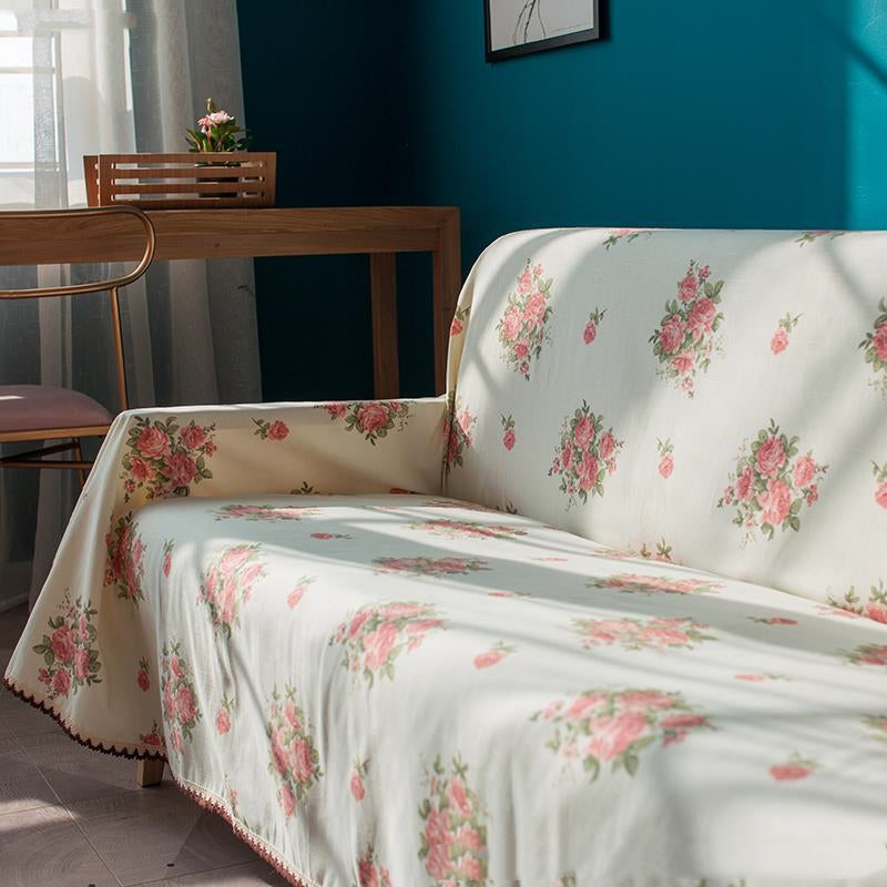 Retro Blumenmuster Sofaüberwurf – Bild 4 | LuxeStyle