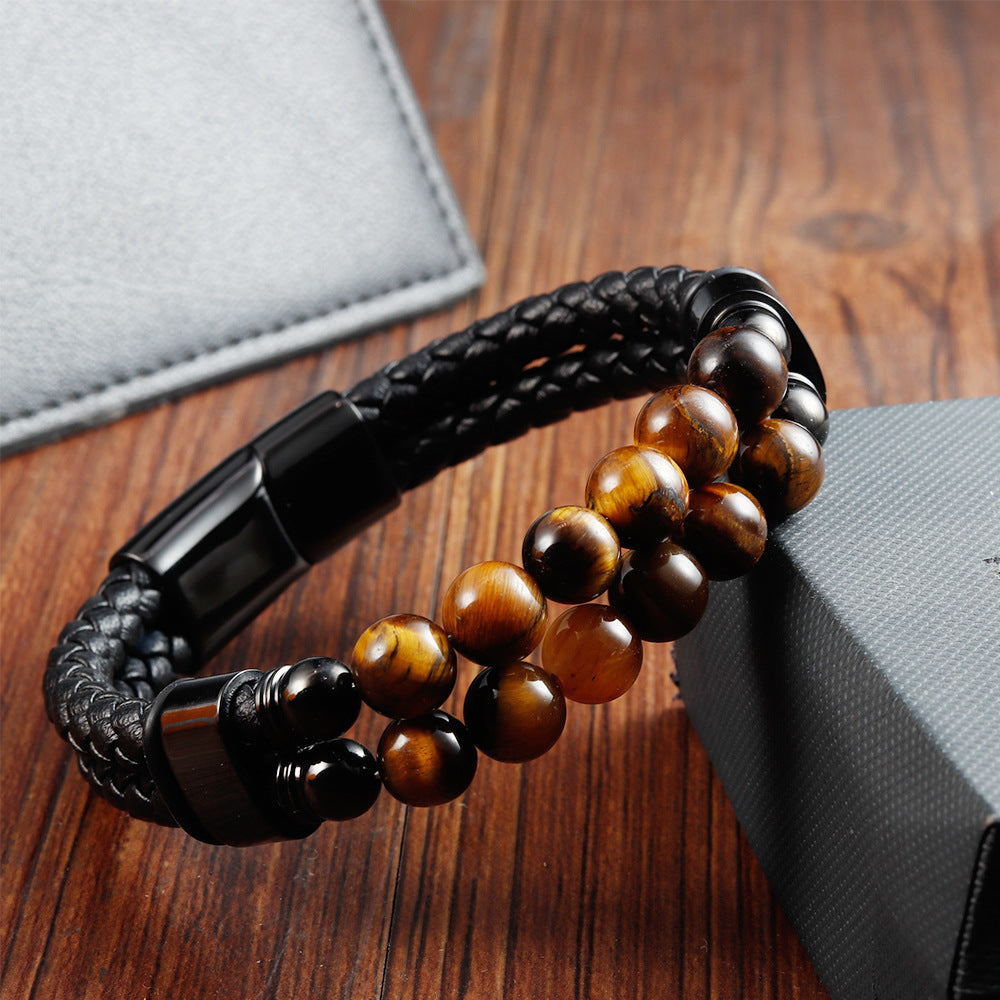 Herrenarmband aus geflochtenem Leder & Edelstahl – Bild 4 | LuxeStyle
