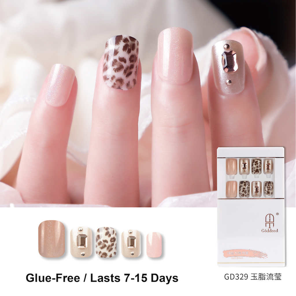 Press On Nails Leopard-Print mit Glitzer – Ansicht 3