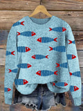 Weicher Cardigan mit Cartoon-Muster