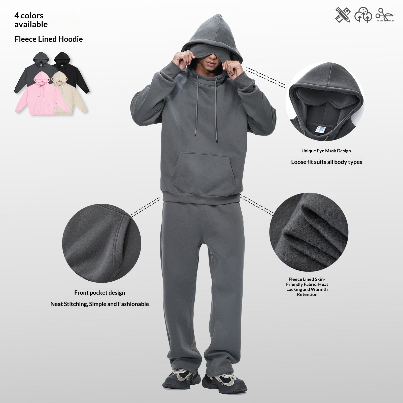 Herren Hoodie mit Fleecefutter