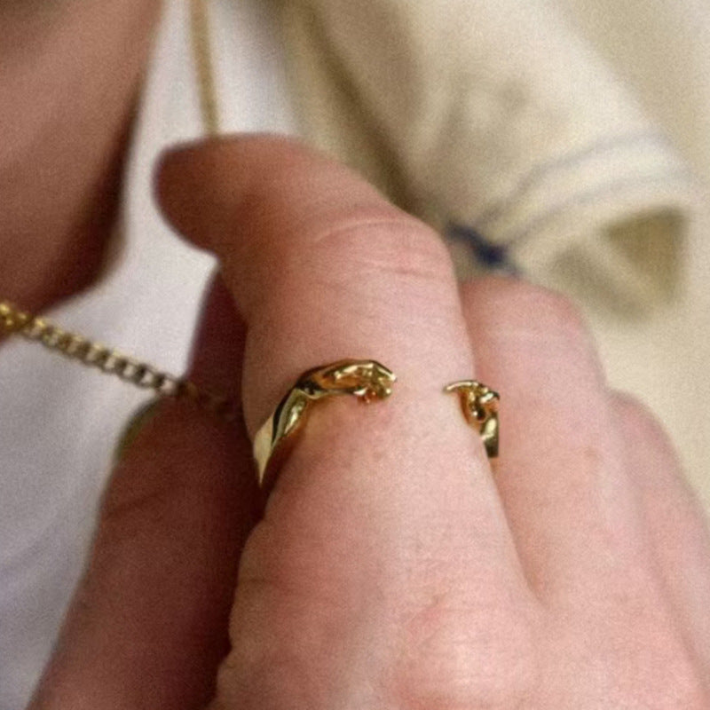 Titanstahl-Ring mit 18k Goldüberzug