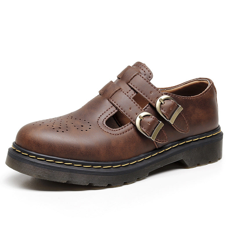 Mary Jane Flats aus Spaltleder
