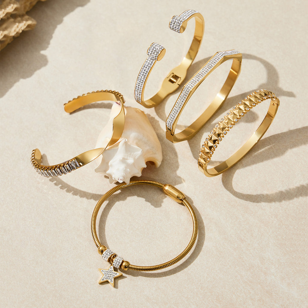 Glänzendes Edelstahl-Armband mit Kristallen – Bild 15 | LuxeStyle