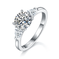 Moissanit-Verlobungsring 2 Karat, 3 Steine, Silber
