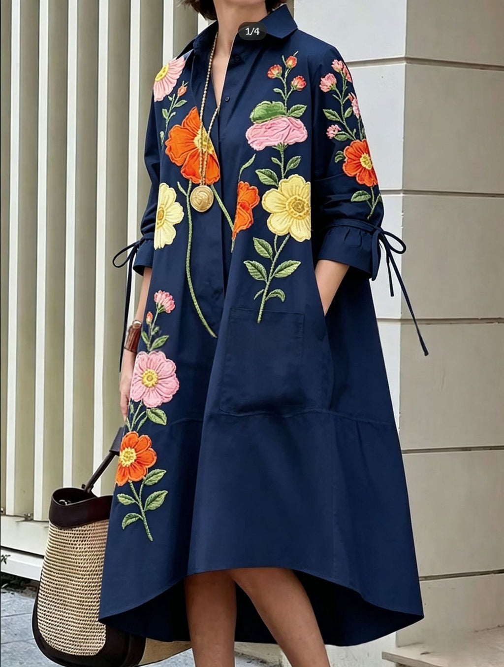 Bedrucktes Casual Hemdblusenkleid für Damen – Bild 5 | LuxeStyle