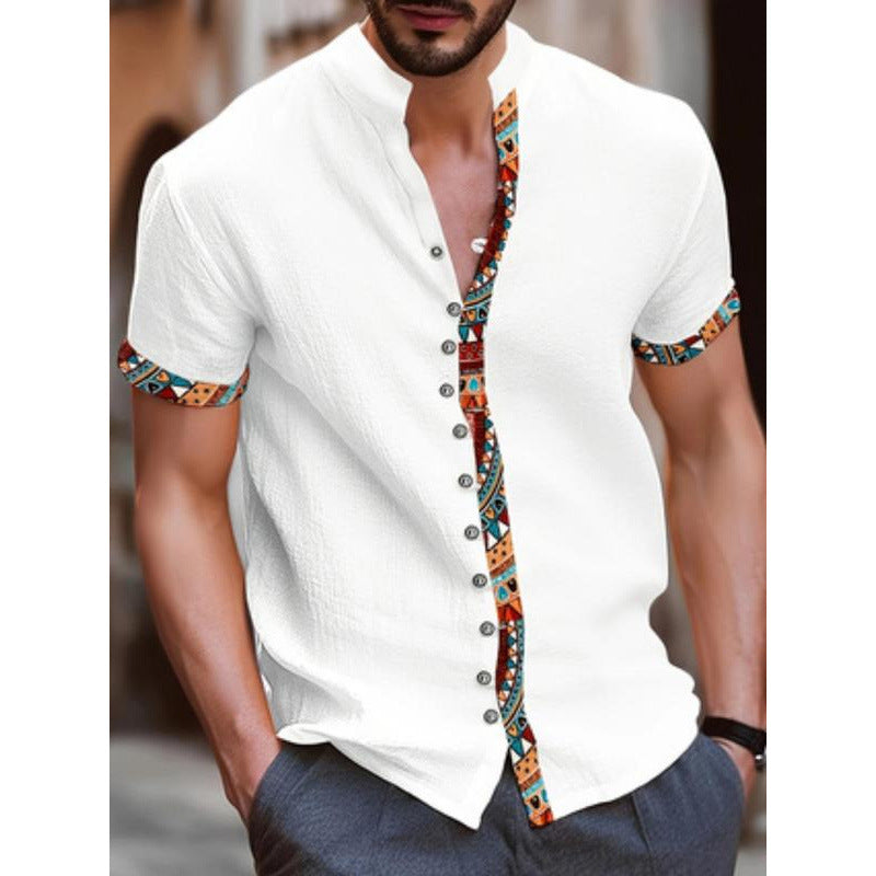 Vintage Print Kurzarmhemd für Herren – Bild 4 | LuxeStyle