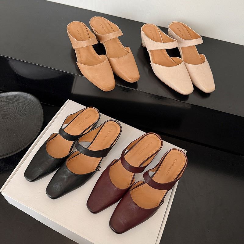 Handgefertigte Leder Mary Jane Mules