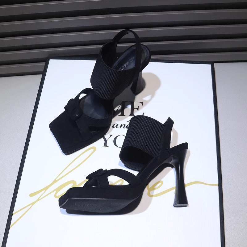 Suede Stiletto Sandalen