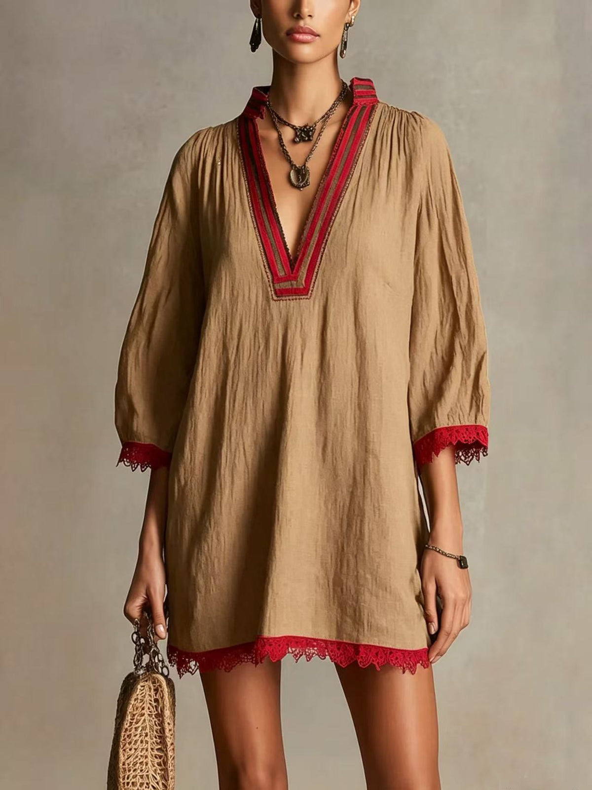 V-Ausschnitt Freizeitkleid für Damen – Bild 6 | LuxeStyle