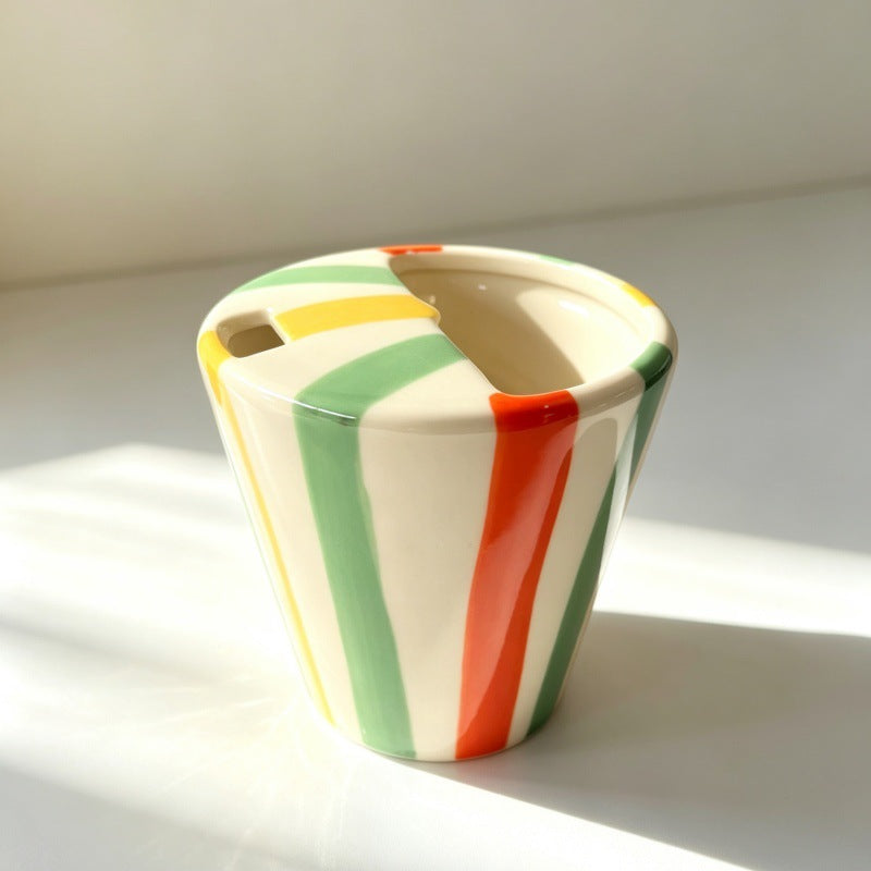 Keramik-Kaffeetasse mit Farbblock-Streifen – Bild 5 | LuxeStyle