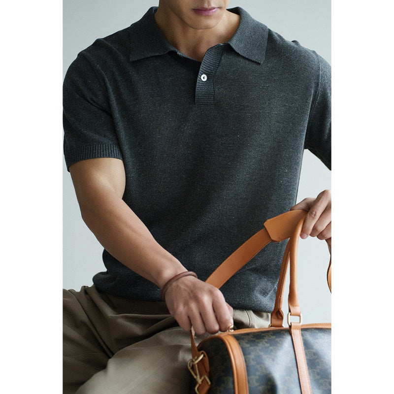 Tencel-Leinen Strick-T-Shirt mit Blumenmuster