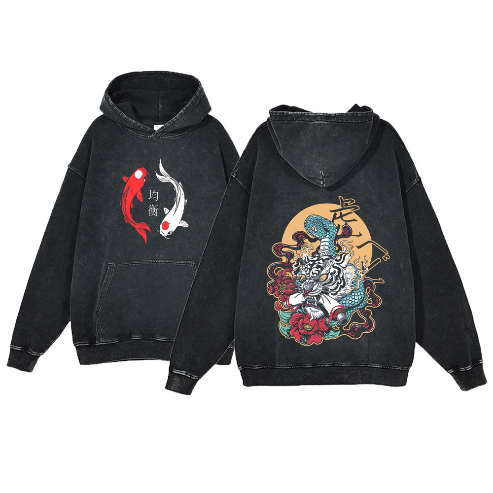 Ukiyo-e Koi Fisch Kapuzenpullover für Herren