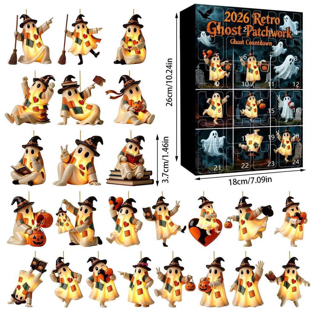 Retro Patchwork Geist Anhänger mit Halloween-Beleuchtung