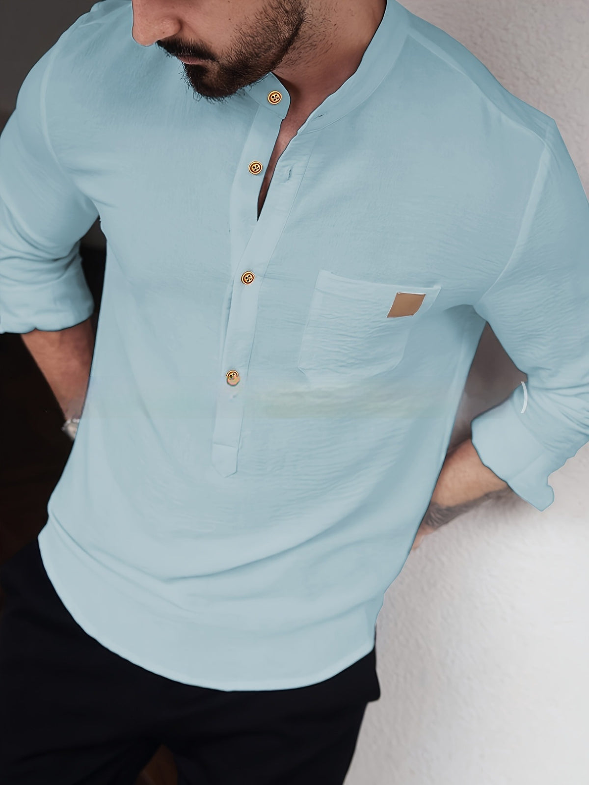 Langes Freizeit-Langarmshirt für Herren – Bild 2 | LuxeStyle