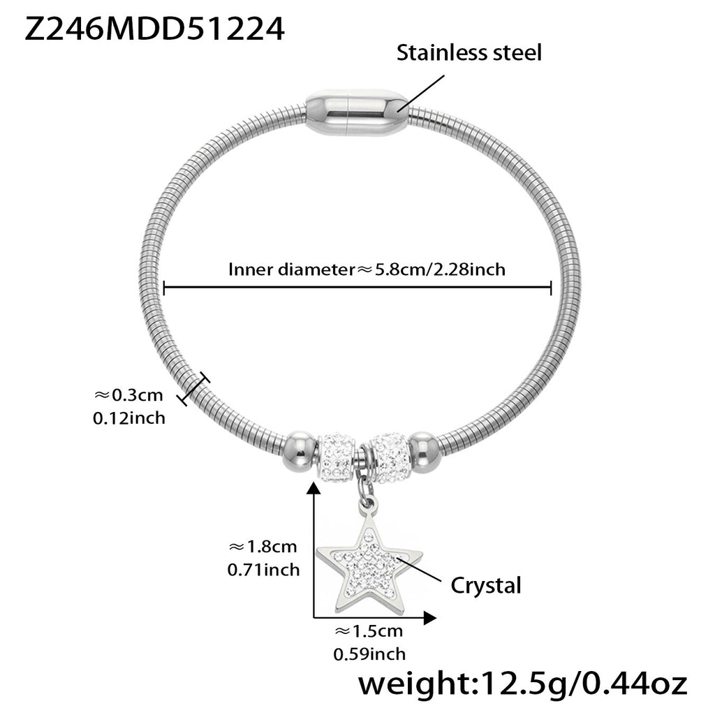 Glänzendes Edelstahl-Armband mit Kristallen – Bild 2 | LuxeStyle
