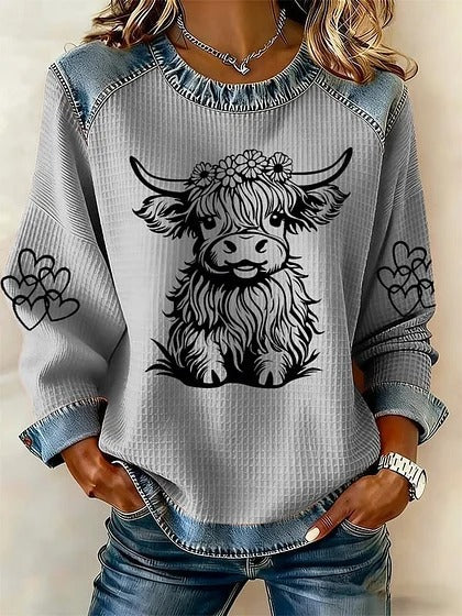 Retro-Pullover mit Druckmotiv