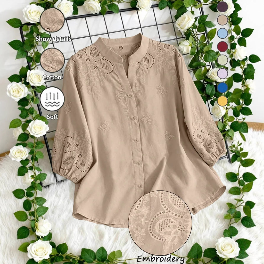 Khakifarbenes Loose-Fit Damen-Shirt