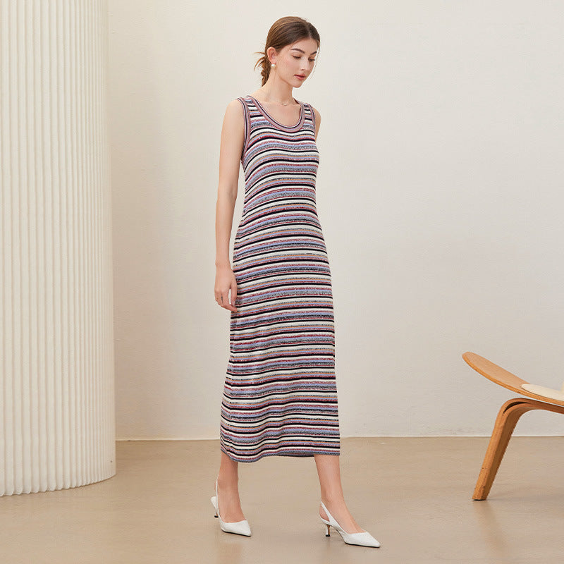 Retro gestreiftes Strickkleid für Damen – Bild 2 | LuxeStyle