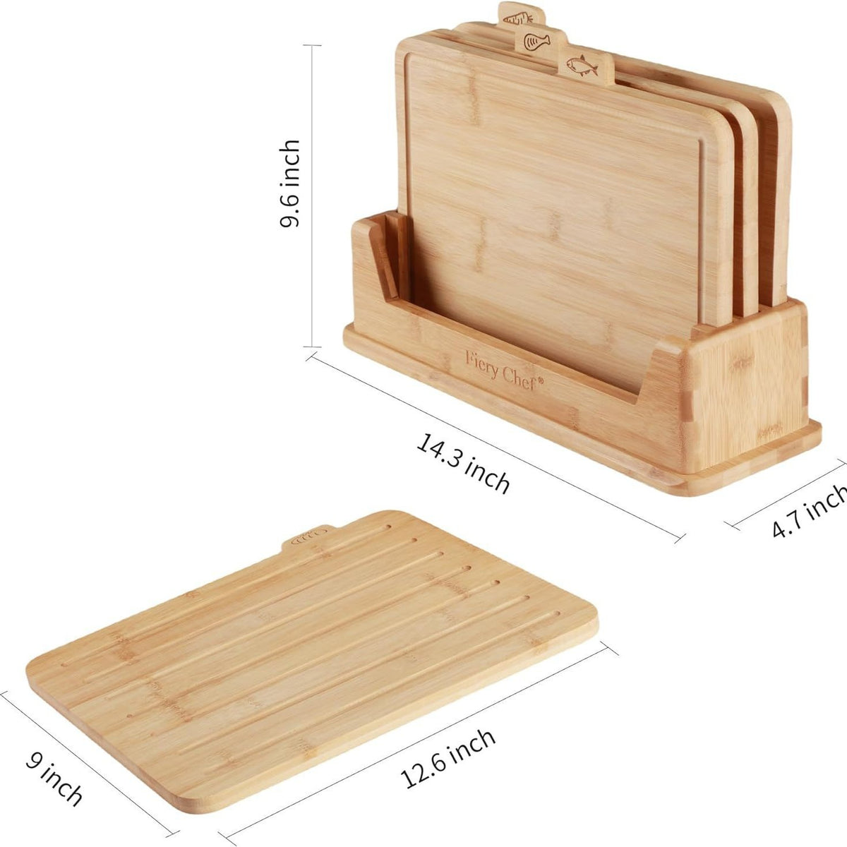 Vierteiliges Schneidebrett-Set aus Bambus – Bild 3 | LuxeStyle