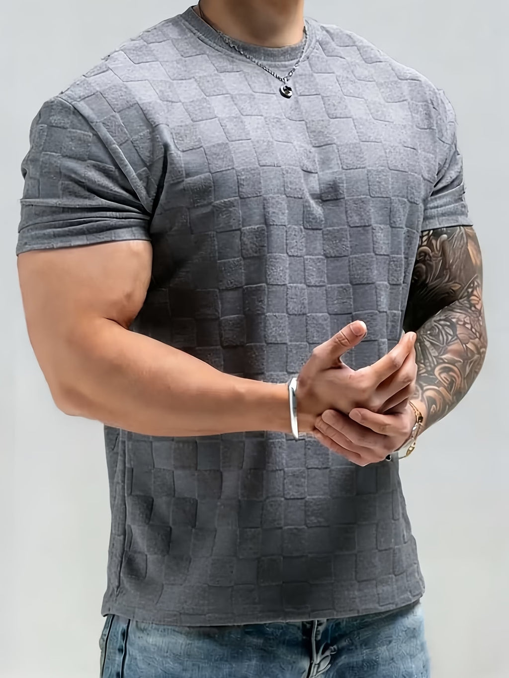 Herren Sommer Jacquard Hemd Kurzarm