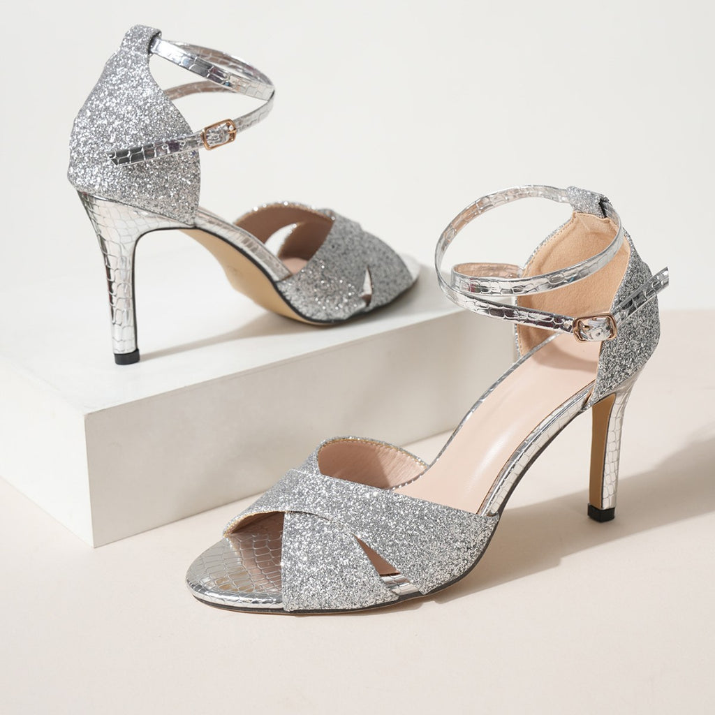 High-Heel Latin Sandalen mit Glitzer
