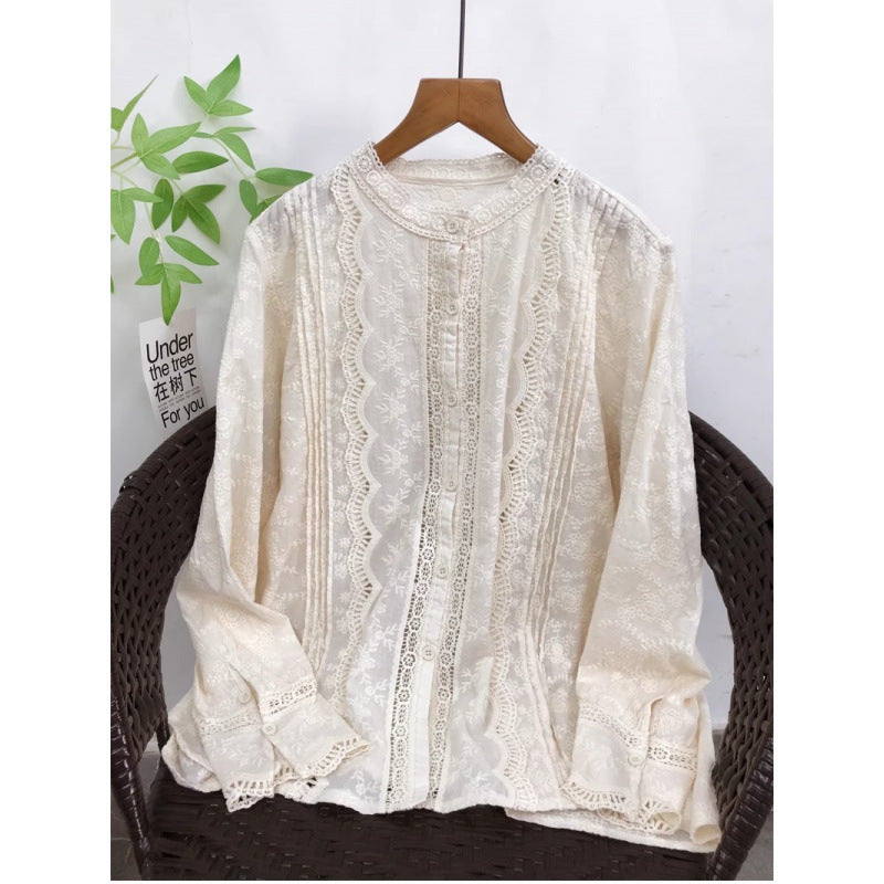 Besticktes Langarmshirt mit Spitzenbesatz – Bild 6 | LuxeStyle