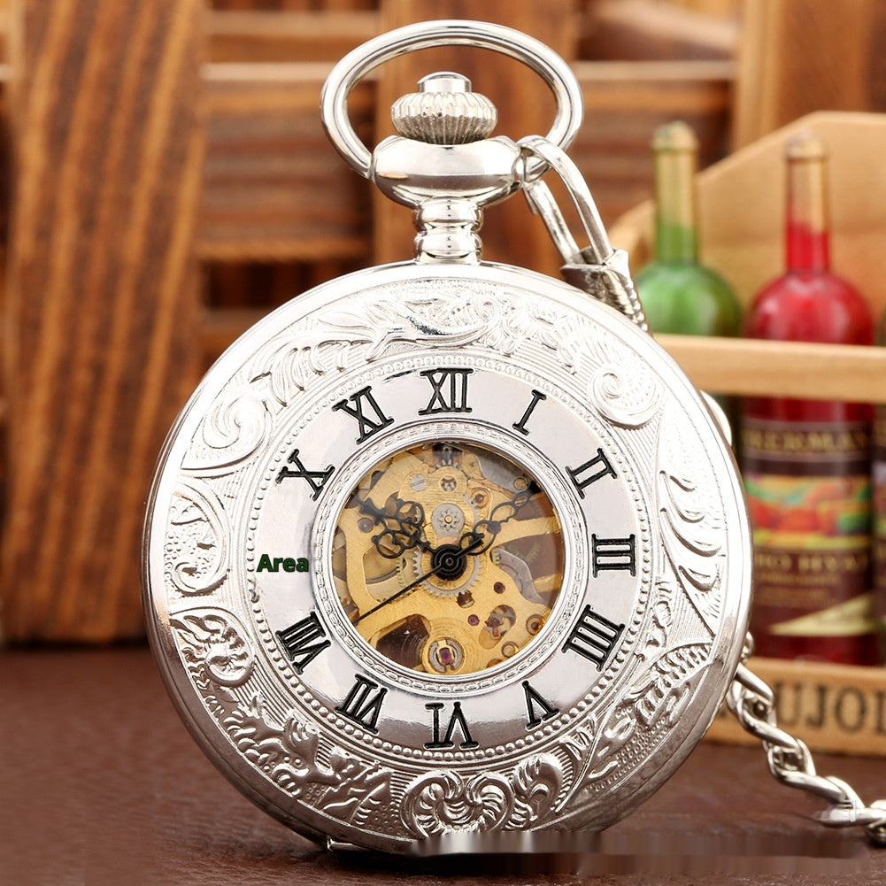 Retro-Doppeldisplay-Taschenuhr mit Klappdeckel – Ansicht 5