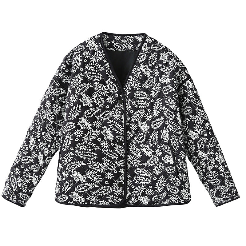 Gedruckte Jacke mit V-Ausschnitt – Bild 6 | LuxeStyle