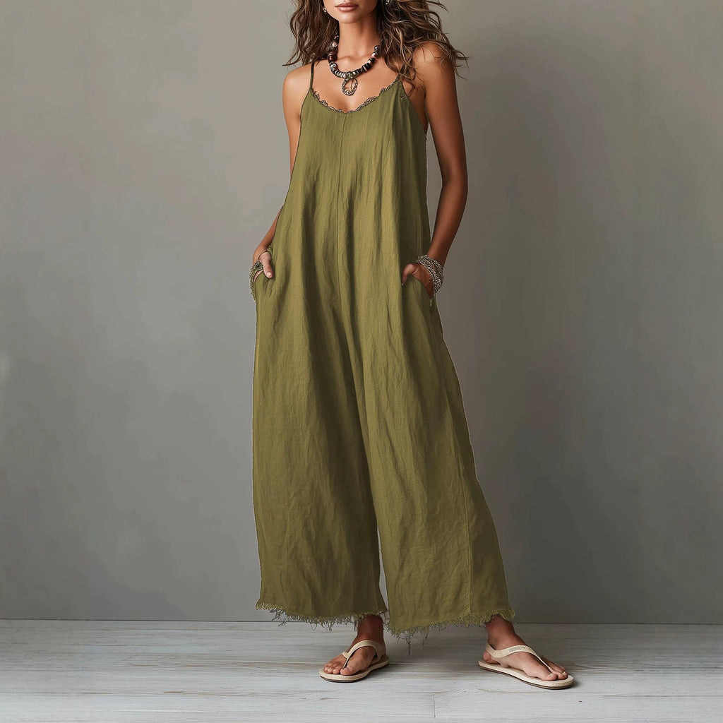Damen weiter Jumpsuit mit Trägern