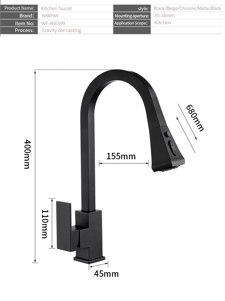 Ausziehbarer Wasserhahn mit Doppelauslauf – Bild 3 | LuxeStyle