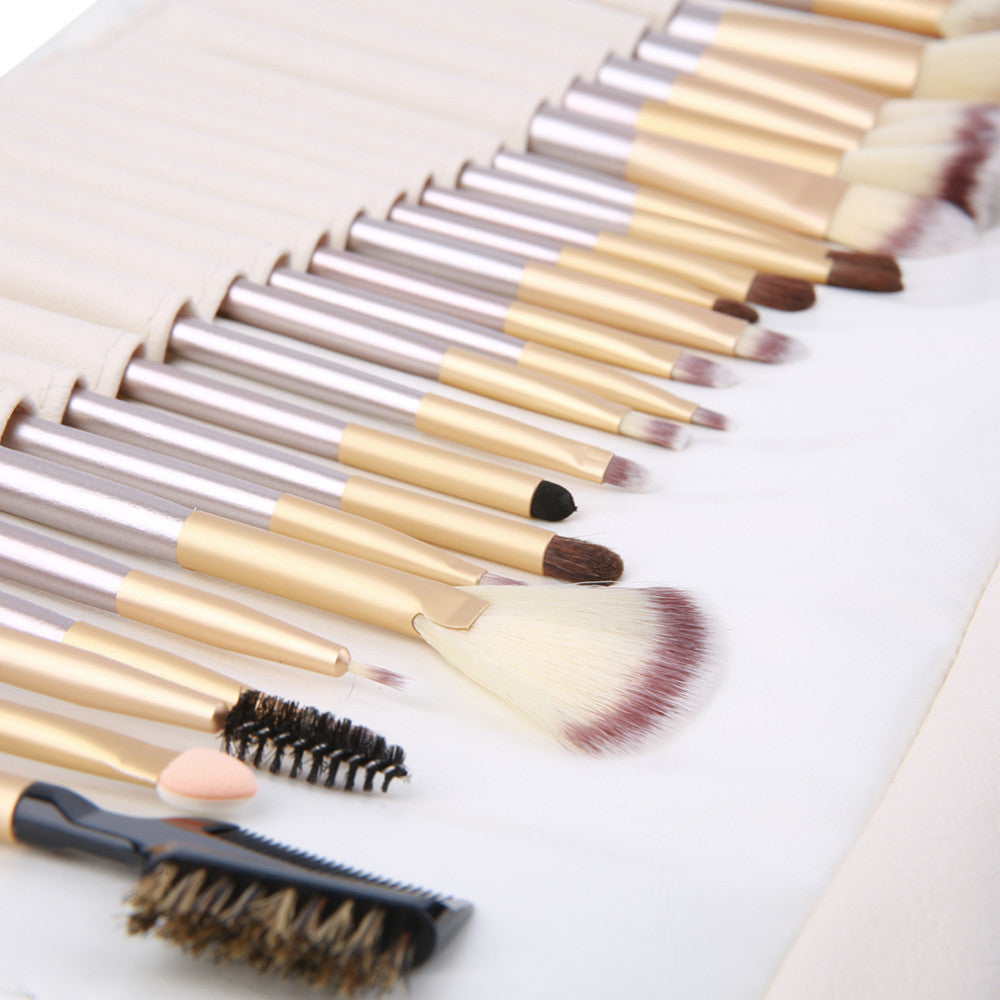 24er Make-up-Bürsten-Set Beige Champagne