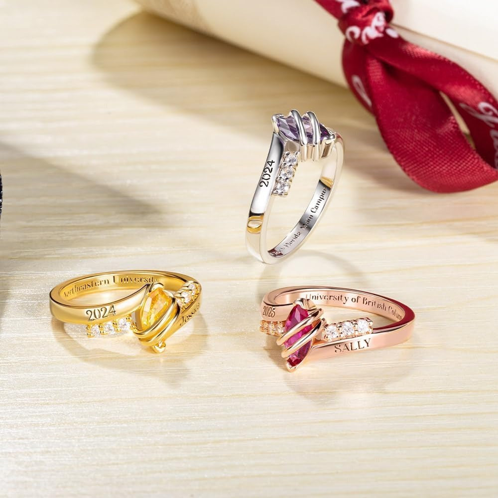 Personalisierter Damen Geburtssteinring – Bild 5 | LuxeStyle