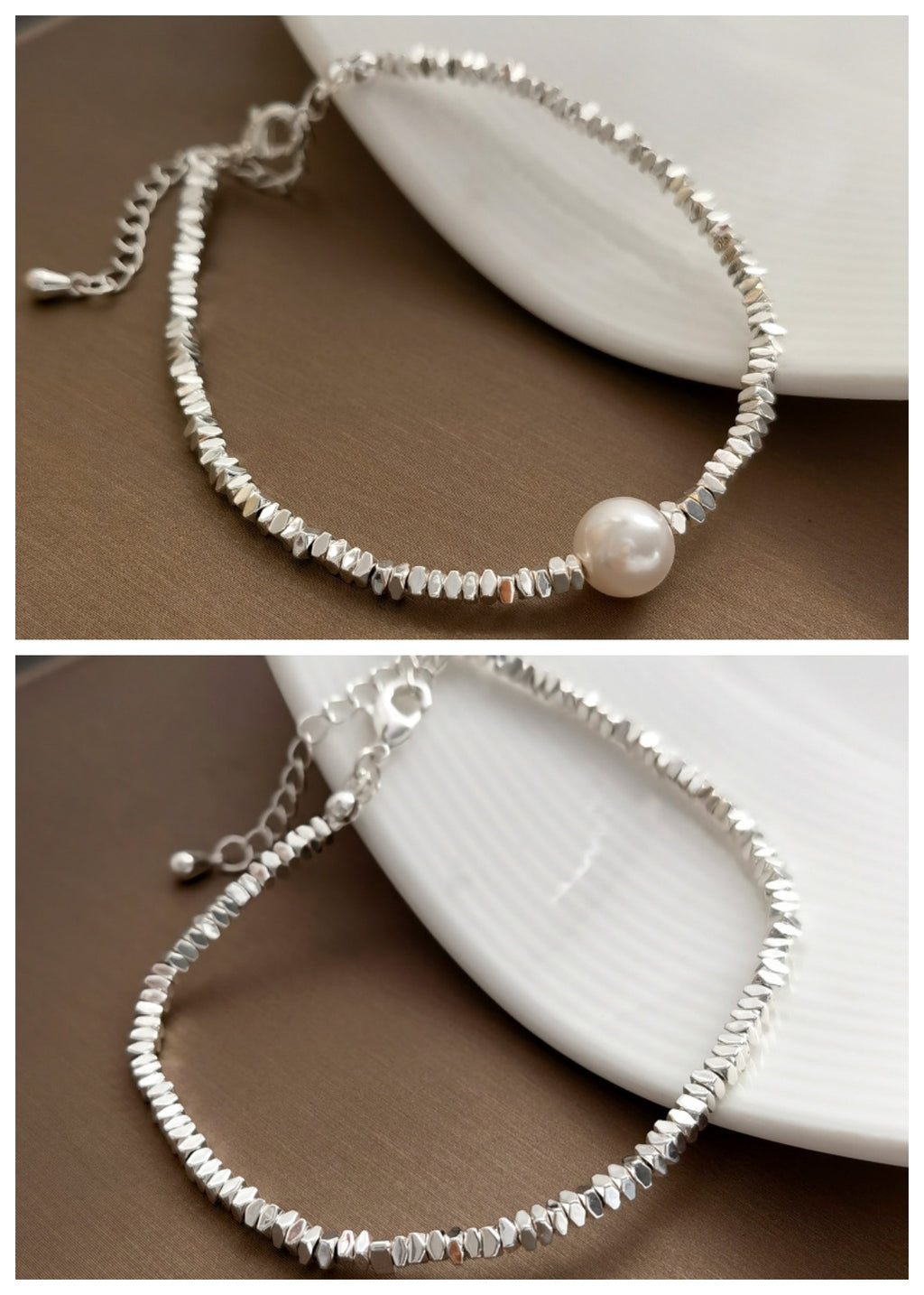 Asymmetrisches Kettenarmband mit Perlen – Bild 4 | LuxeStyle