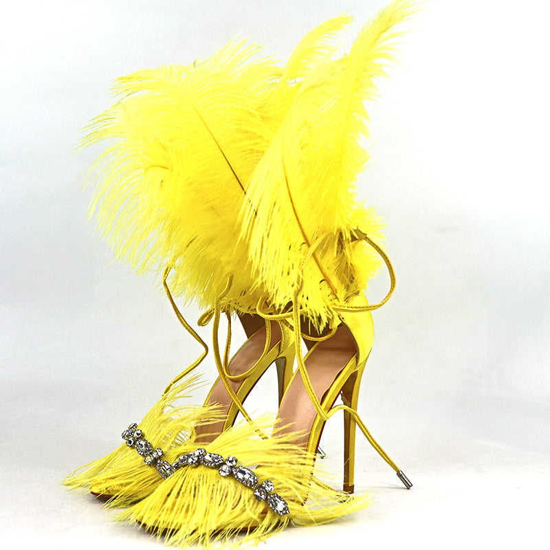 Catwalk Sandalen mit Strass und Federn – Bild 4 | LuxeStyle