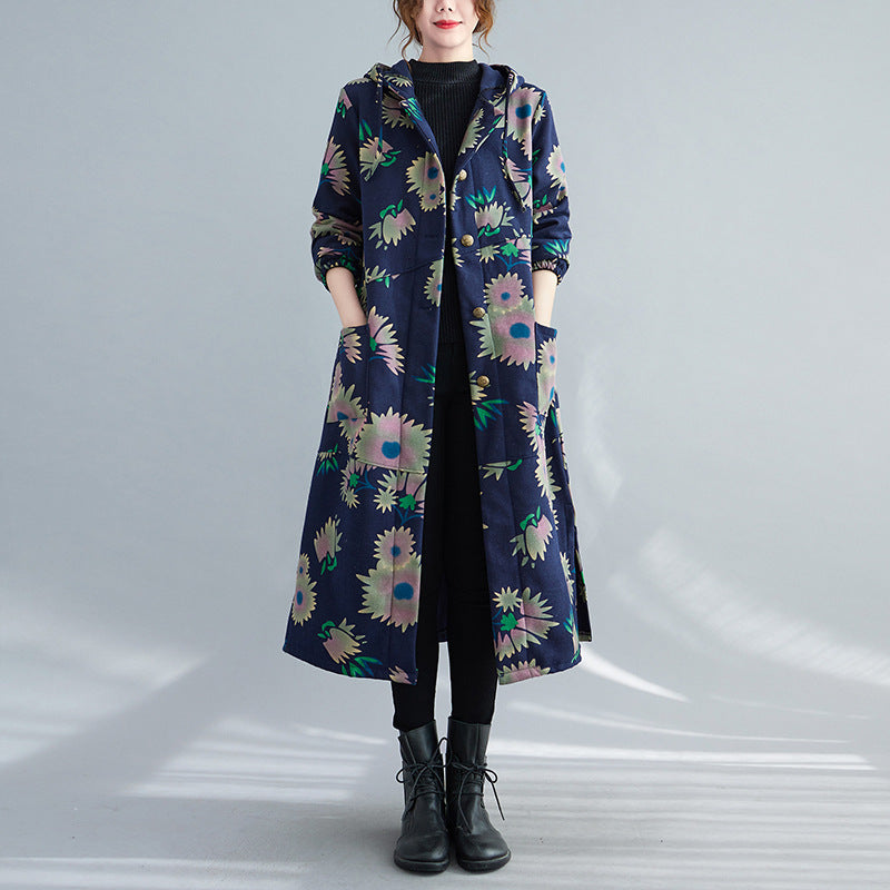 Retro Wintermantel mit Fleece-Futter