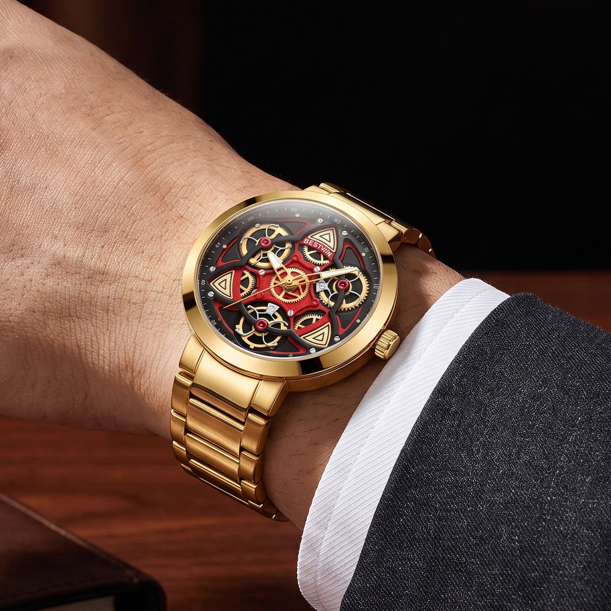 Uhr mit Stahlarmband, mechanisch, Skelett – Bild 6 | LuxeStyle